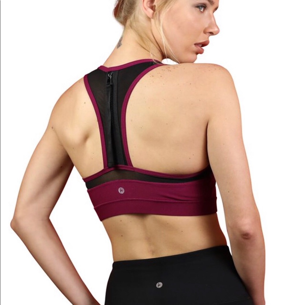 White 90 Degrees Reflex Zipper Back Sports Bra XS